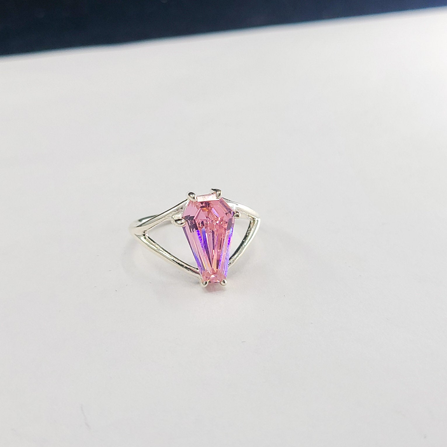 Collection of Big Dust Pink Coffin Ring in a gallery layout
