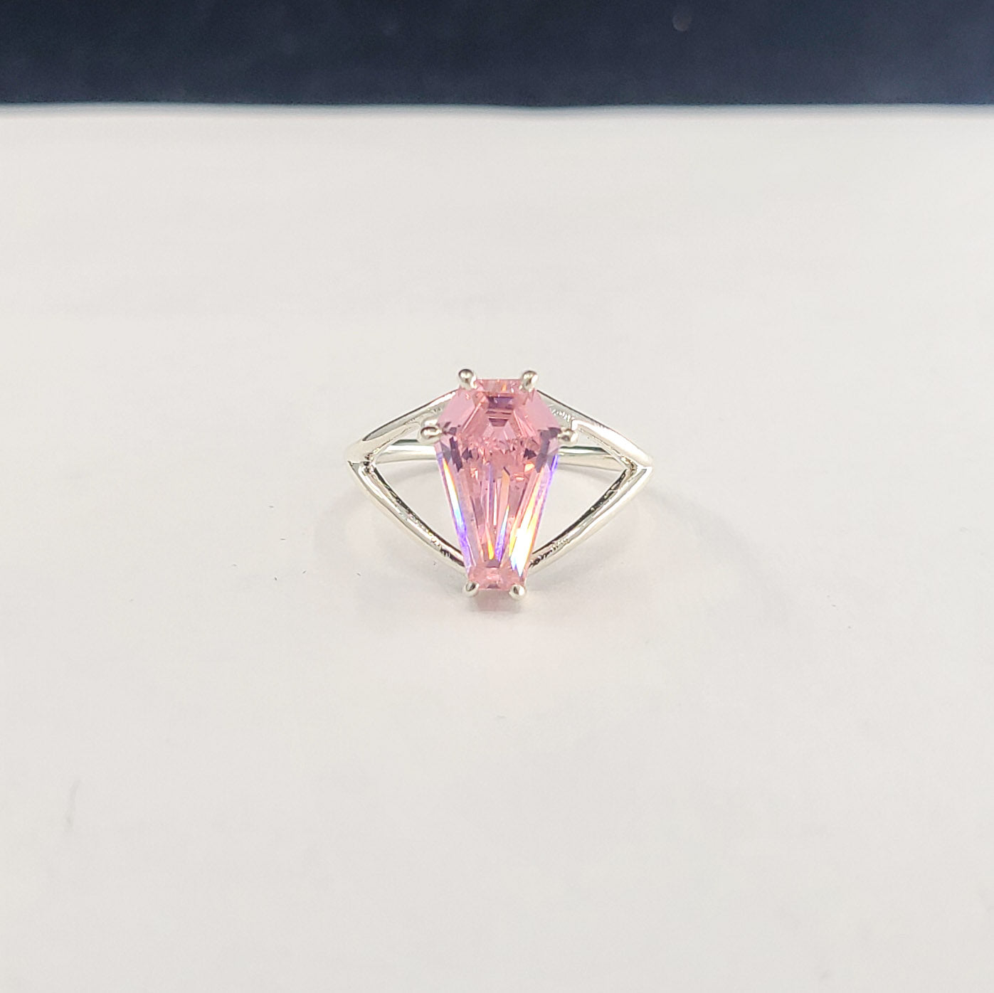 Collection of Big Dust Pink Coffin Ring in a gallery layout