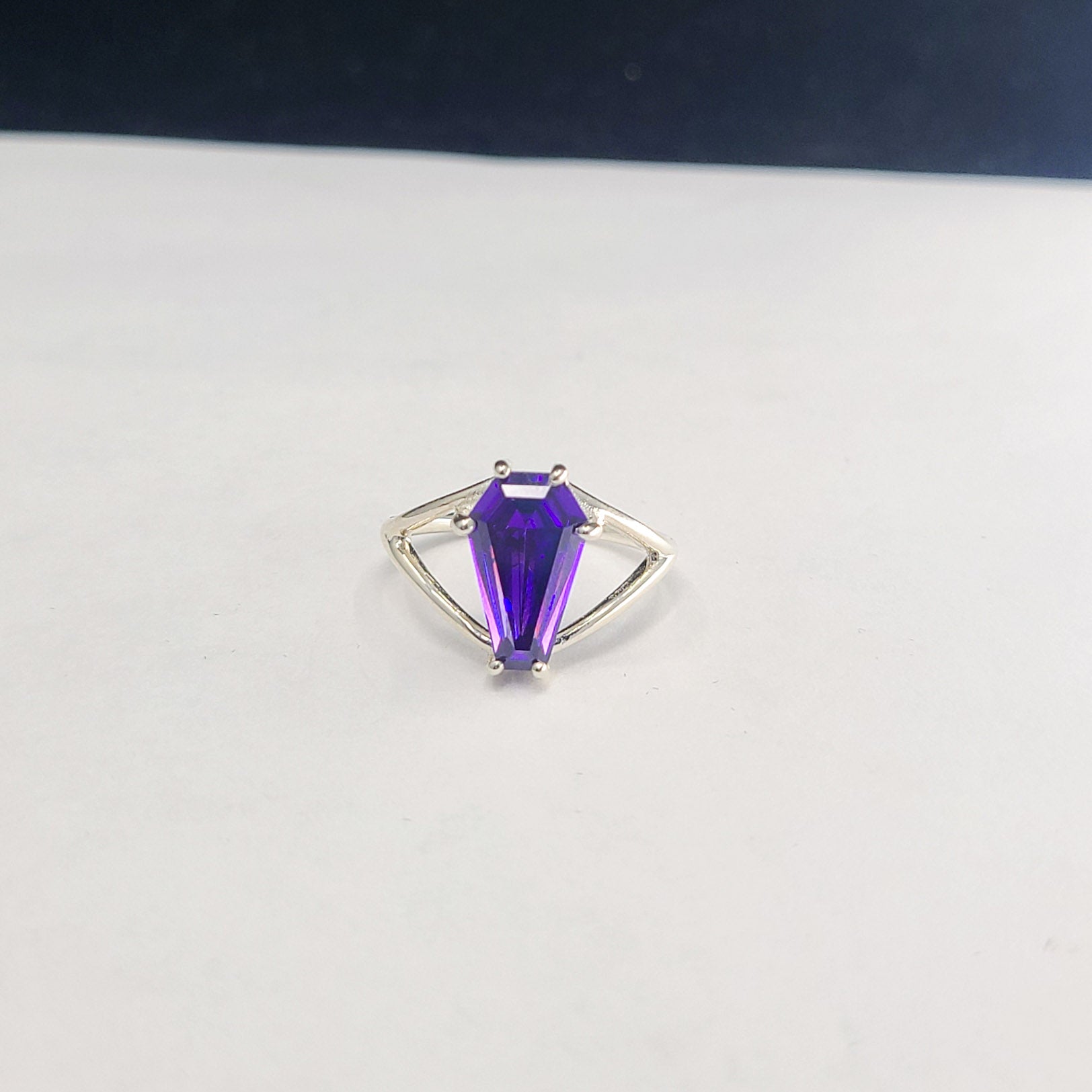Collection of Big Magic Purple Coffin Ring in a gallery layout