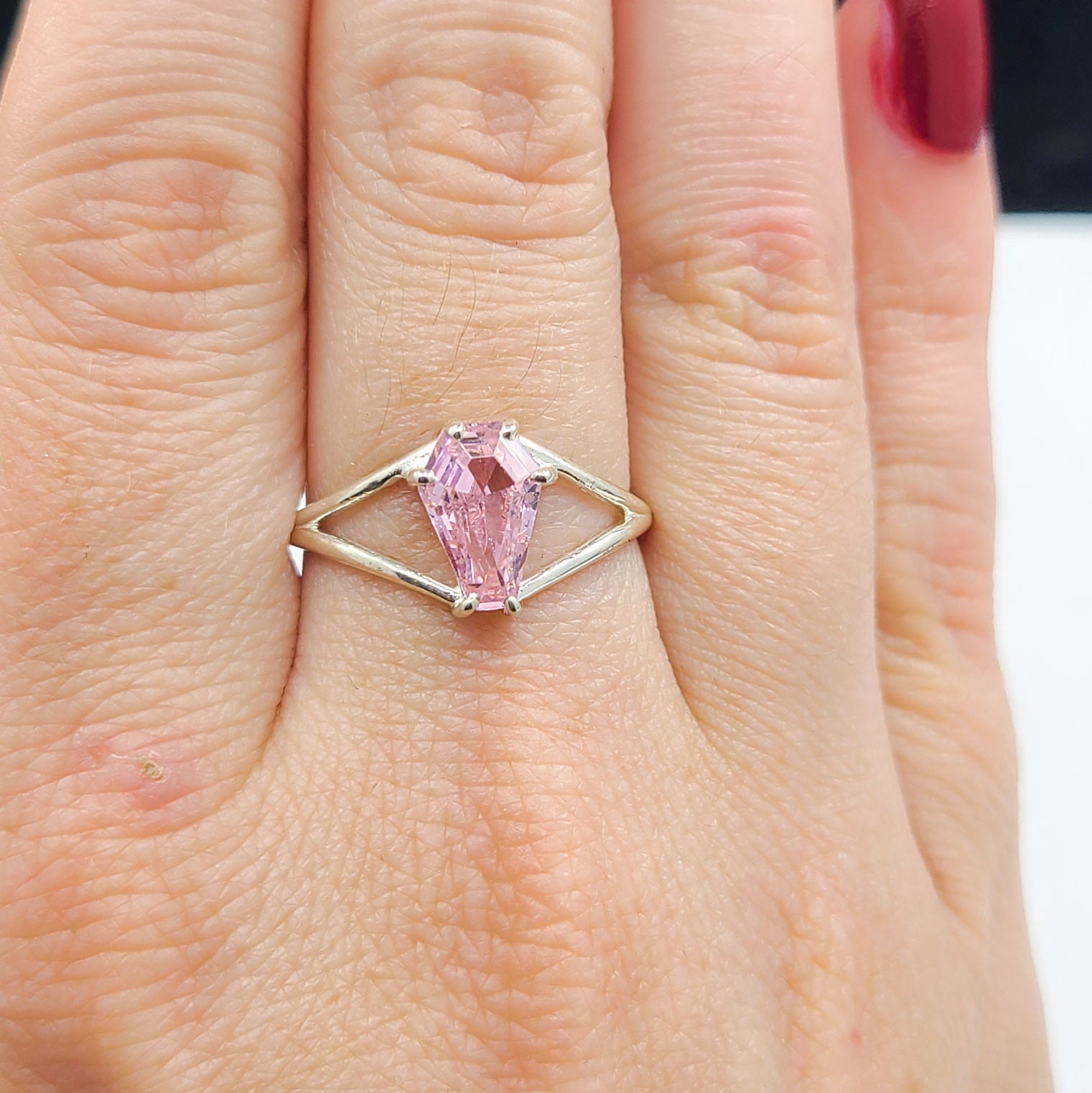 Collection of Cute Pink Coffin Ring in a gallery layout