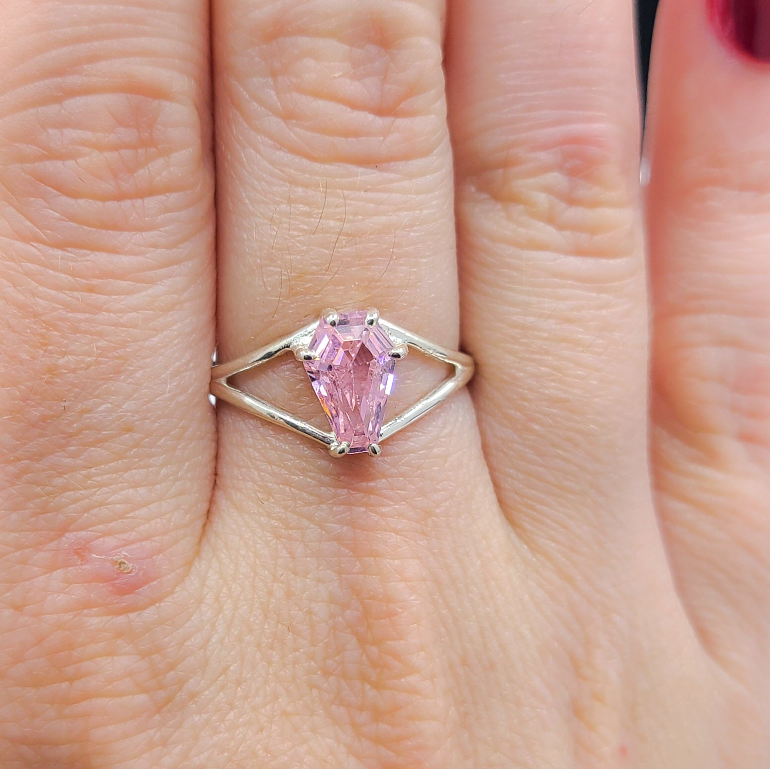 Collection of Cute Pink Coffin Ring in a gallery layout