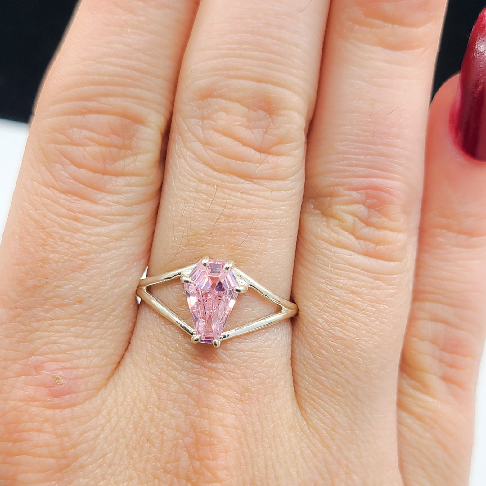 Collection of Cute Pink Coffin Ring in a gallery layout