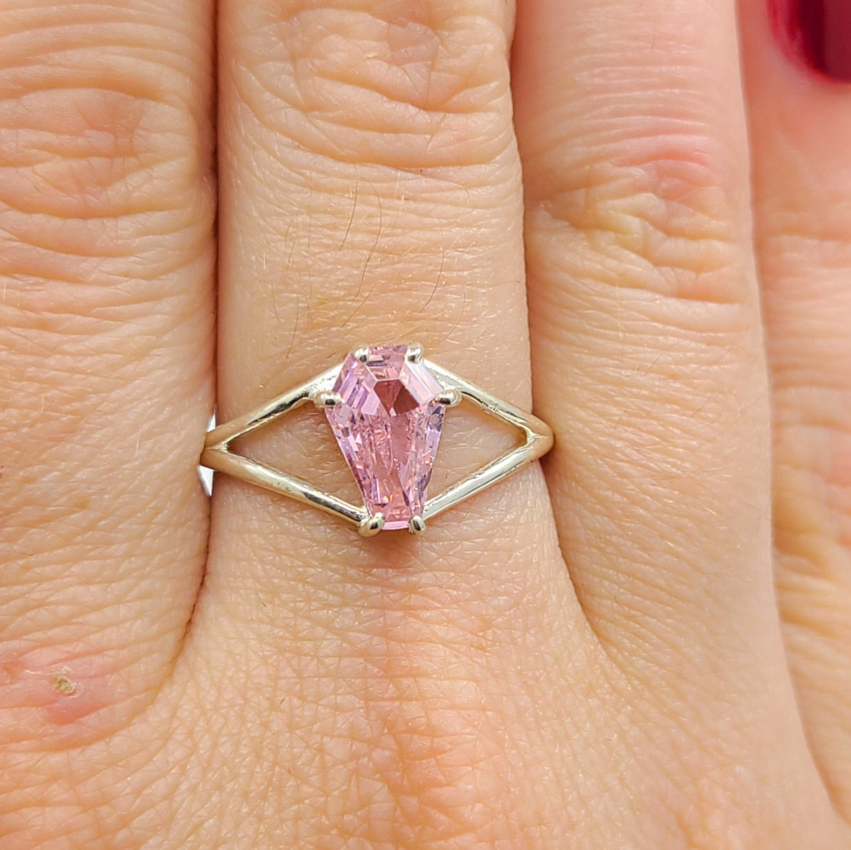 Collection of Cute Pink Coffin Ring in a gallery layout