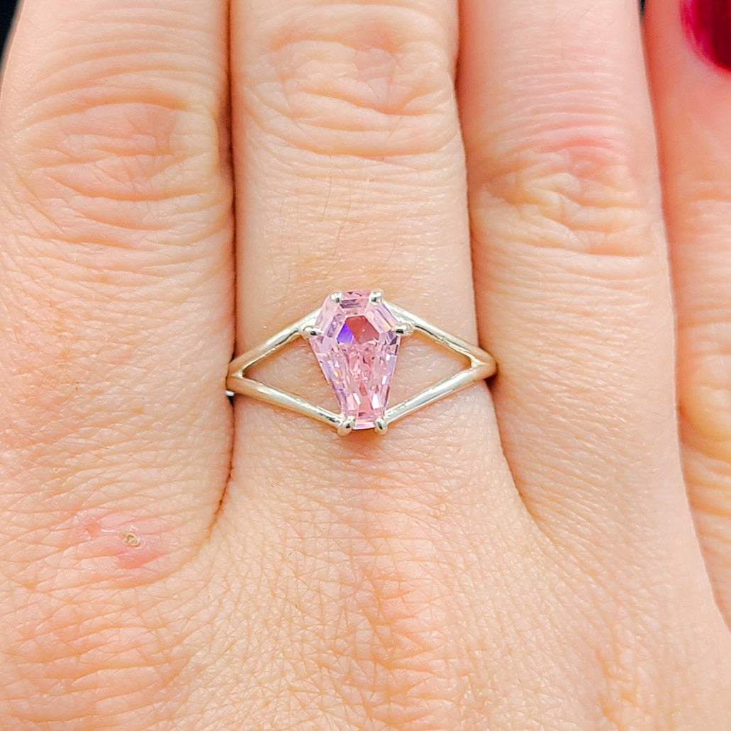 Collection of Cute Pink Coffin Ring in a gallery layout