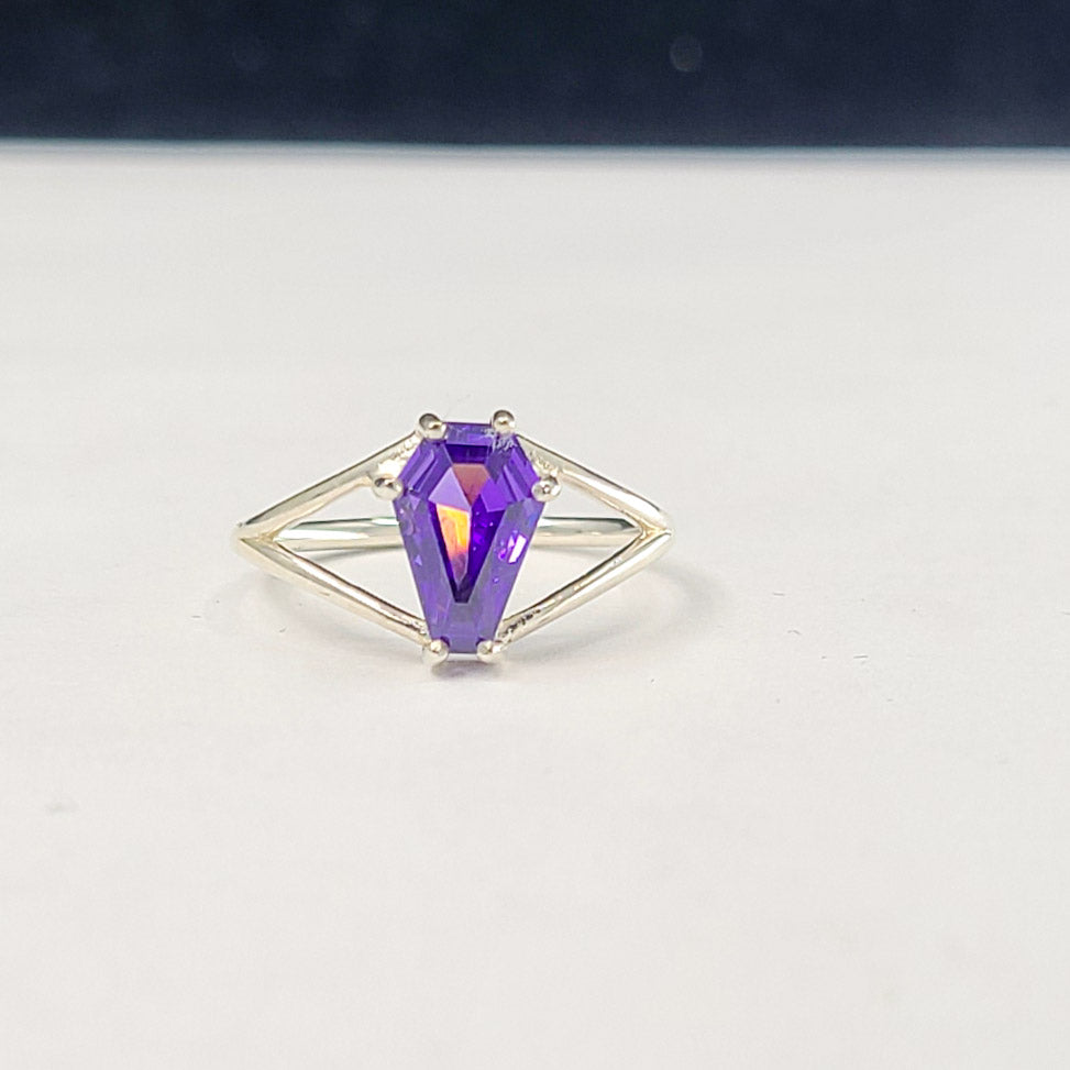 Cute Magical Purple Coffin Ring 6x9