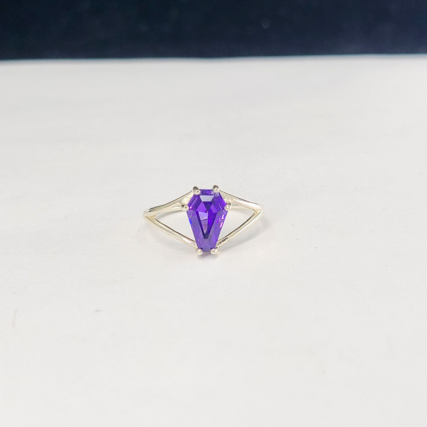 Cute Magical Purple Coffin Ring 6x9