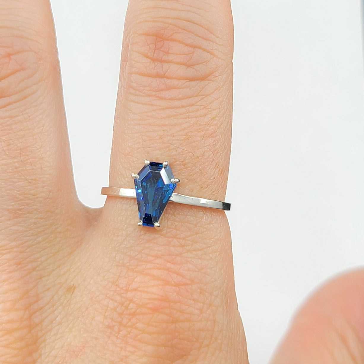 Collection of Cute Sapphire Blue Coffin Ring 6x9 in a gallery layout