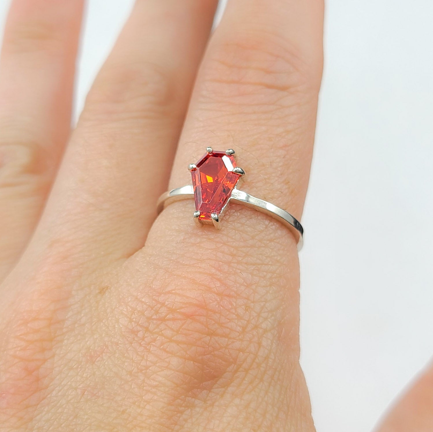 Collection of Cute Pumpkin Orange Coffin Ring in a gallery layout