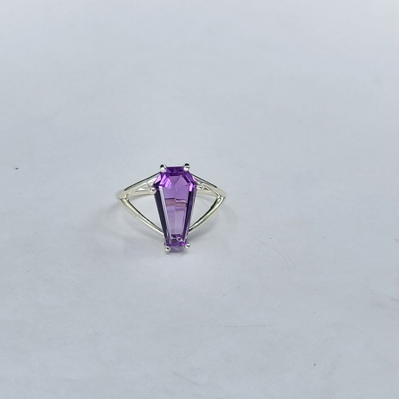 Big Purple Amethyst Coffin Ring