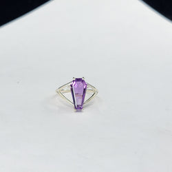 Collection of Grande bague de cercueil en améthyste violette in a gallery layout