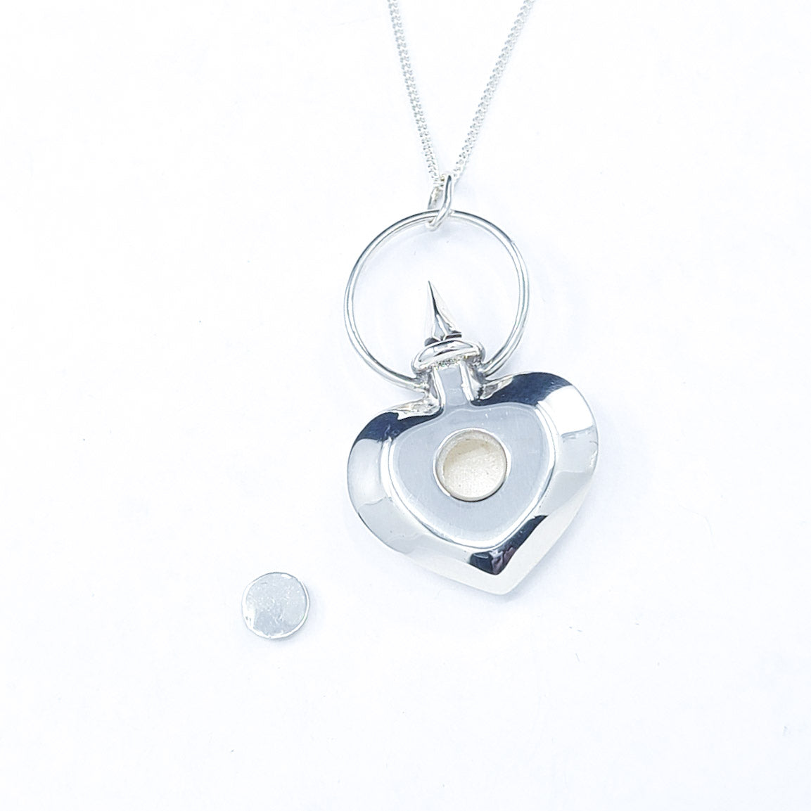 Silver Heart Urn Vial Pendant