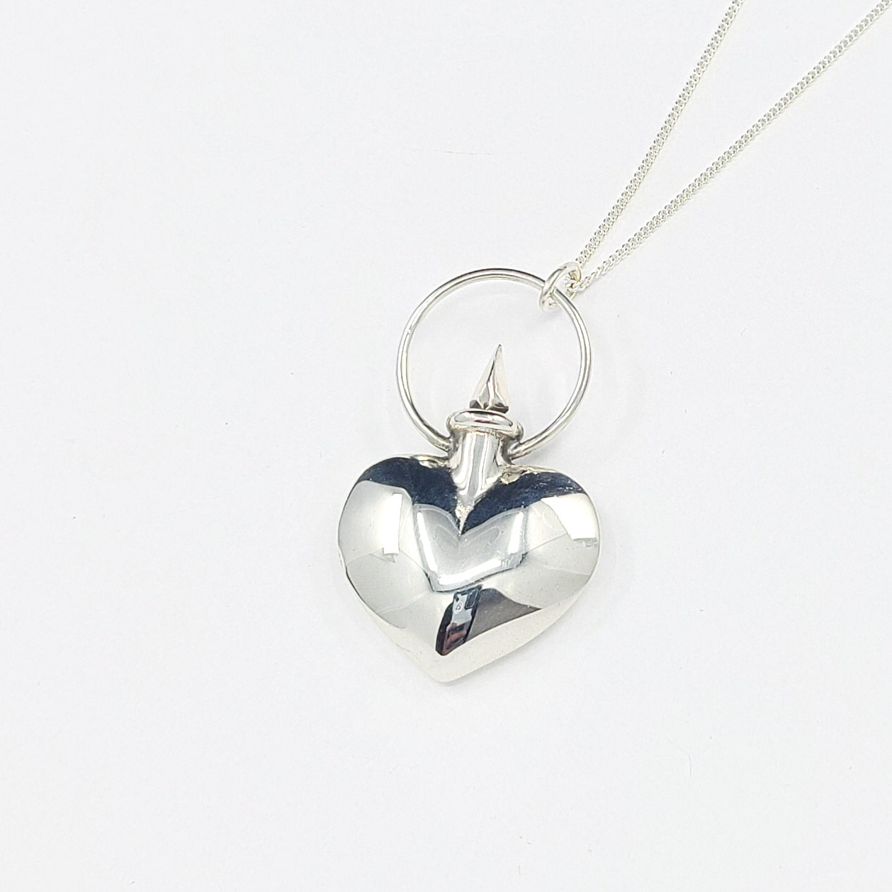 Silver Heart Urn Vial Pendant