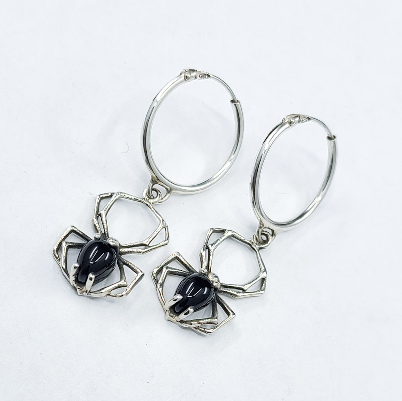 Collection of Black Spider Hoops Earrings - Inchoo Bijoux in a gallery layout