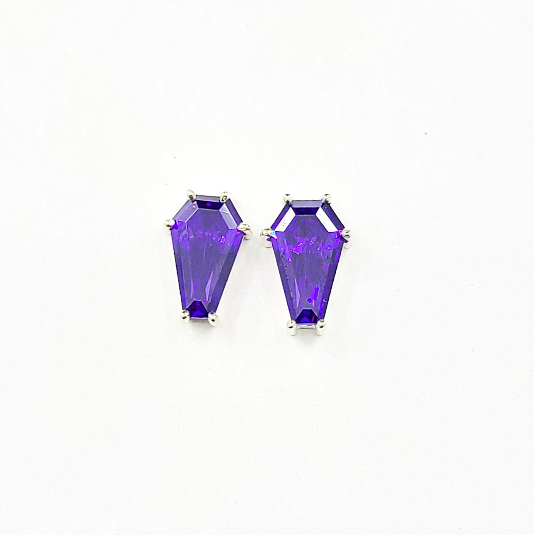 Collection of Boucles d'oreilles clous grand cercueil violet (8x13) in a gallery layout