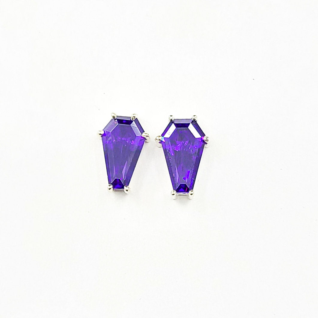 Big Purple Coffin Stud Earrings (8x13)