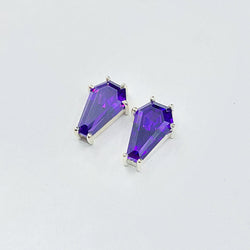 Collection of Big Purple Coffin Stud Earrings (8x13) in a gallery layout