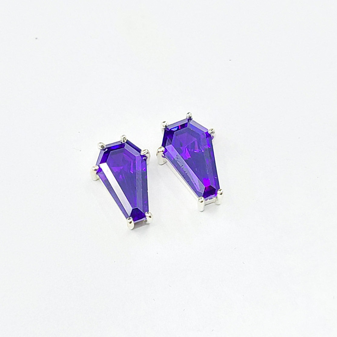 Collection of Big Purple Coffin Stud Earrings (8x13) in a gallery layout