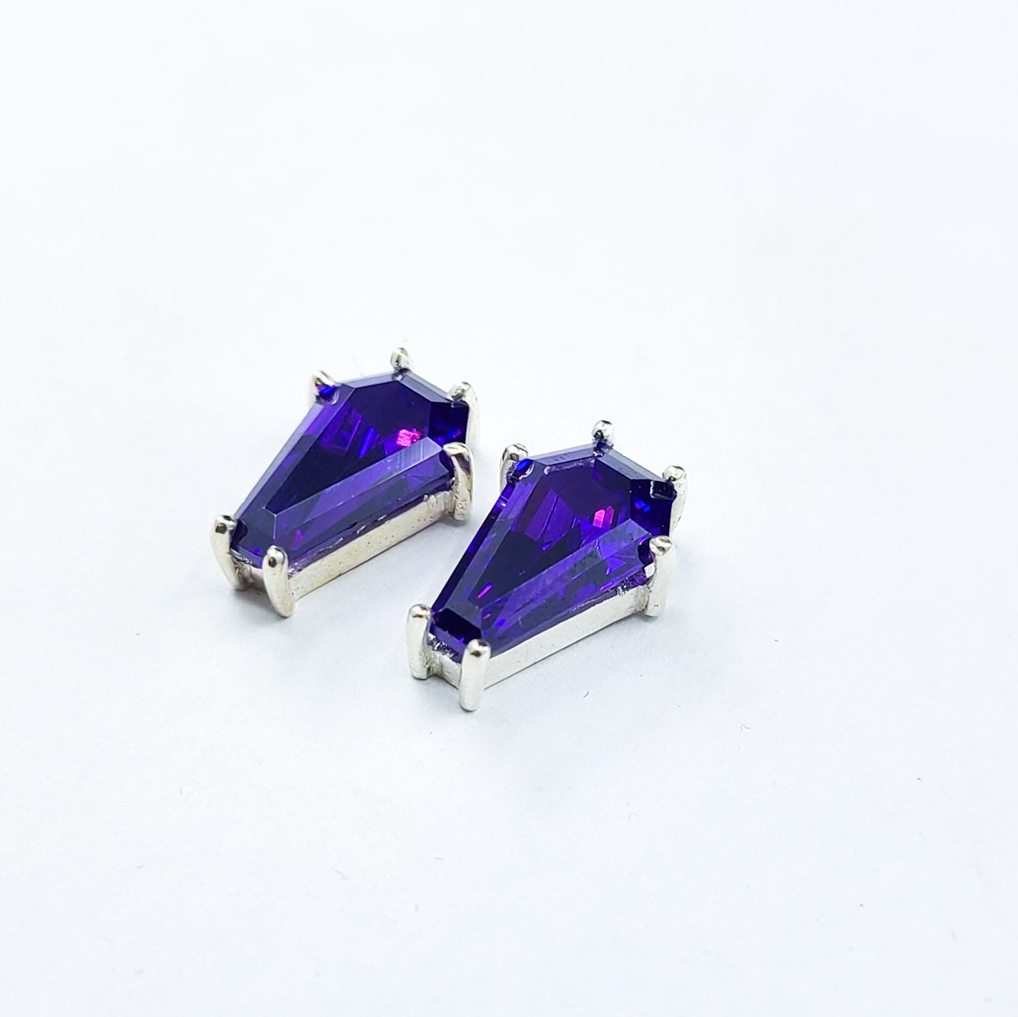 Collection of Big Purple Coffin Stud Earrings (8x13) in a gallery layout