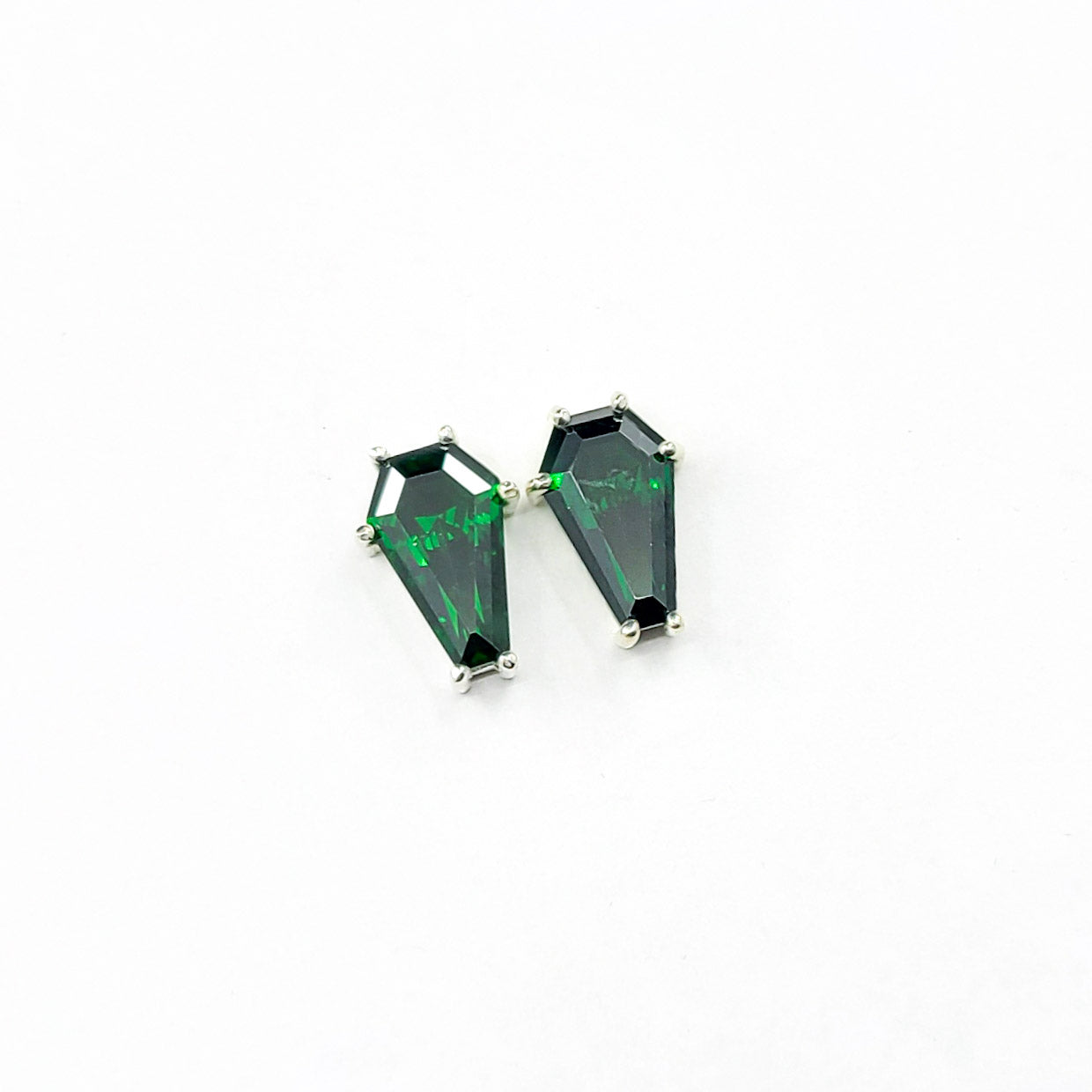 Collection of Big Absinthe Green Coffin Stud Earrings (8x13) in a gallery layout