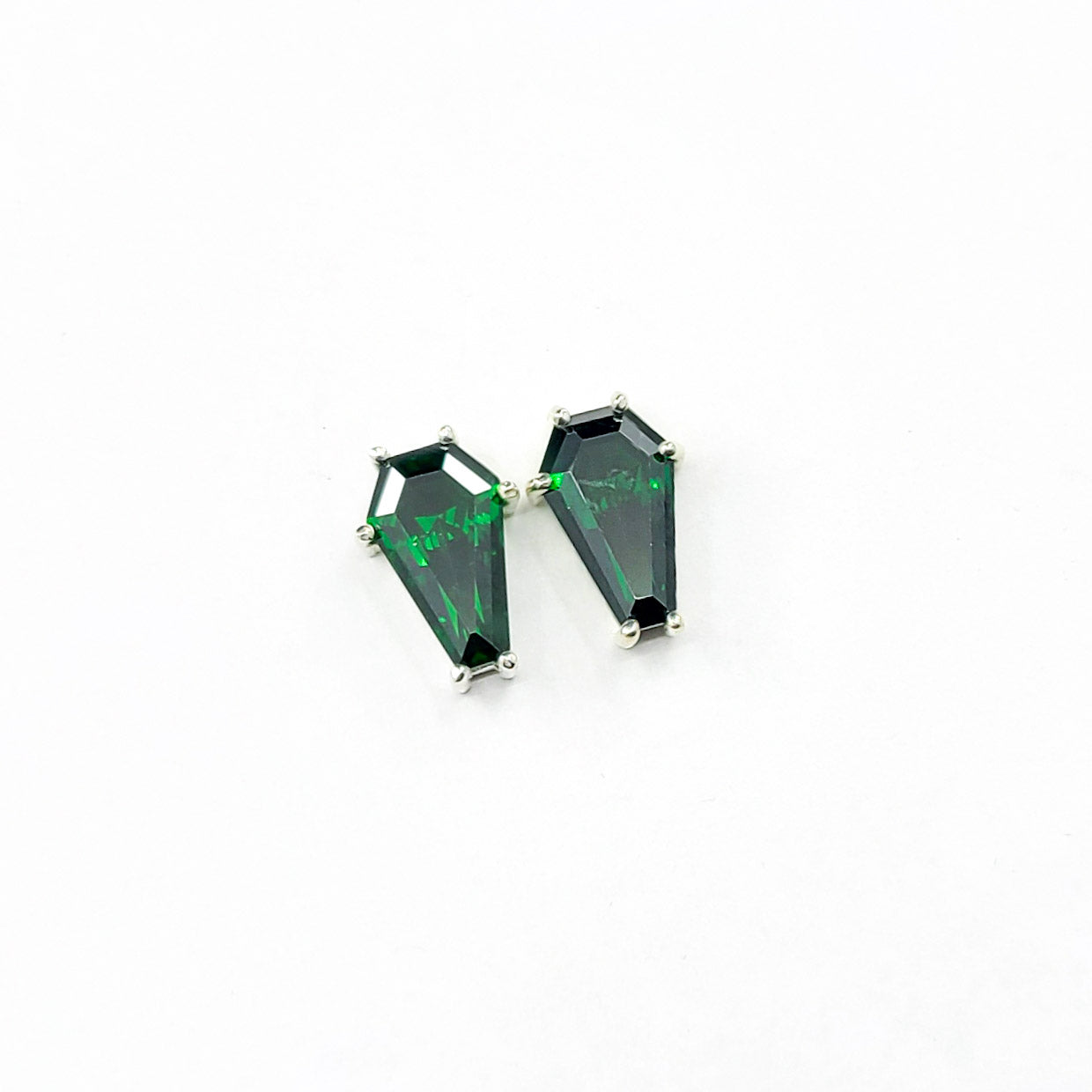 Big Absinthe Green Coffin Stud Earrings (8x13)