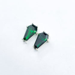 Collection of Big Absinthe Green Coffin Stud Earrings (8x13) in a gallery layout