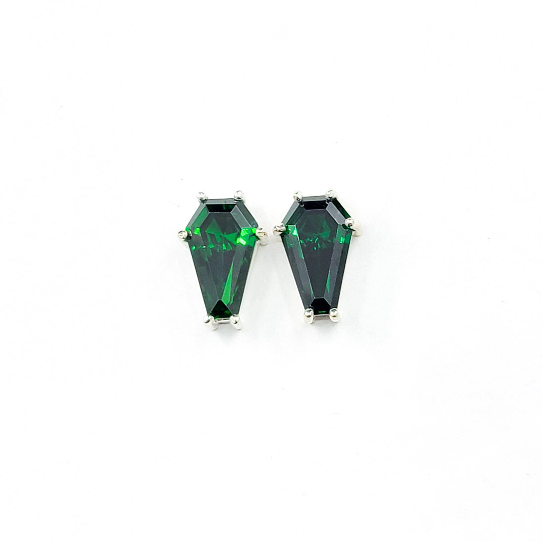 Big Absinthe Green Coffin Stud Earrings (8x13)