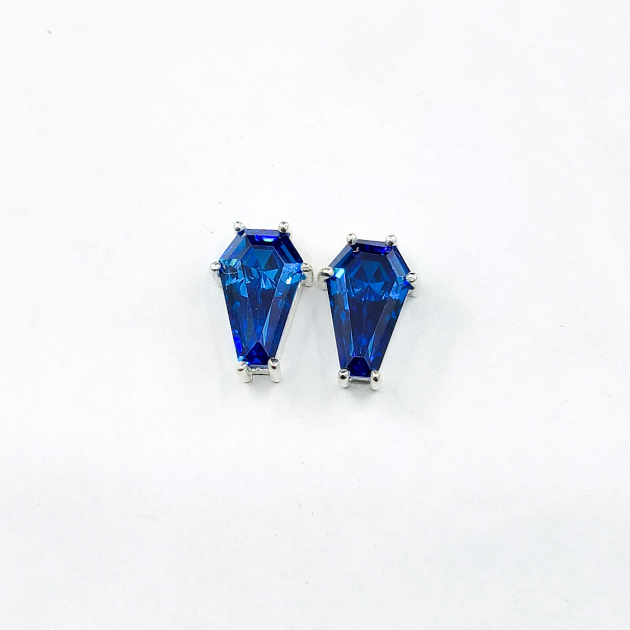 Collection of Big Deep Blue Coffin Stud Earrings (8x13) in a gallery layout