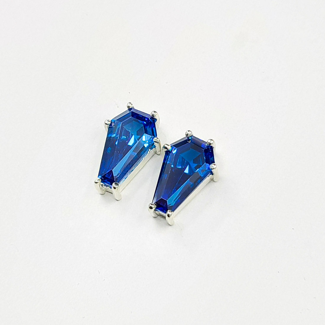 Collection of Big Deep Blue Coffin Stud Earrings (8x13) in a gallery layout