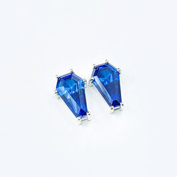 Collection of Big Deep Blue Coffin Stud Earrings (8x13) in a gallery layout