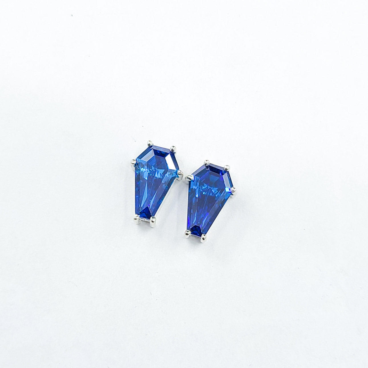 Big Deep Blue Coffin Stud Earrings (8x13)