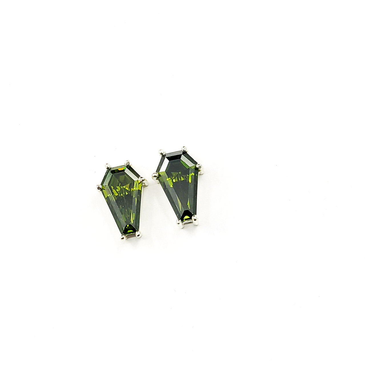 Big Slime Green Coffin Stud Earrings (8x13)