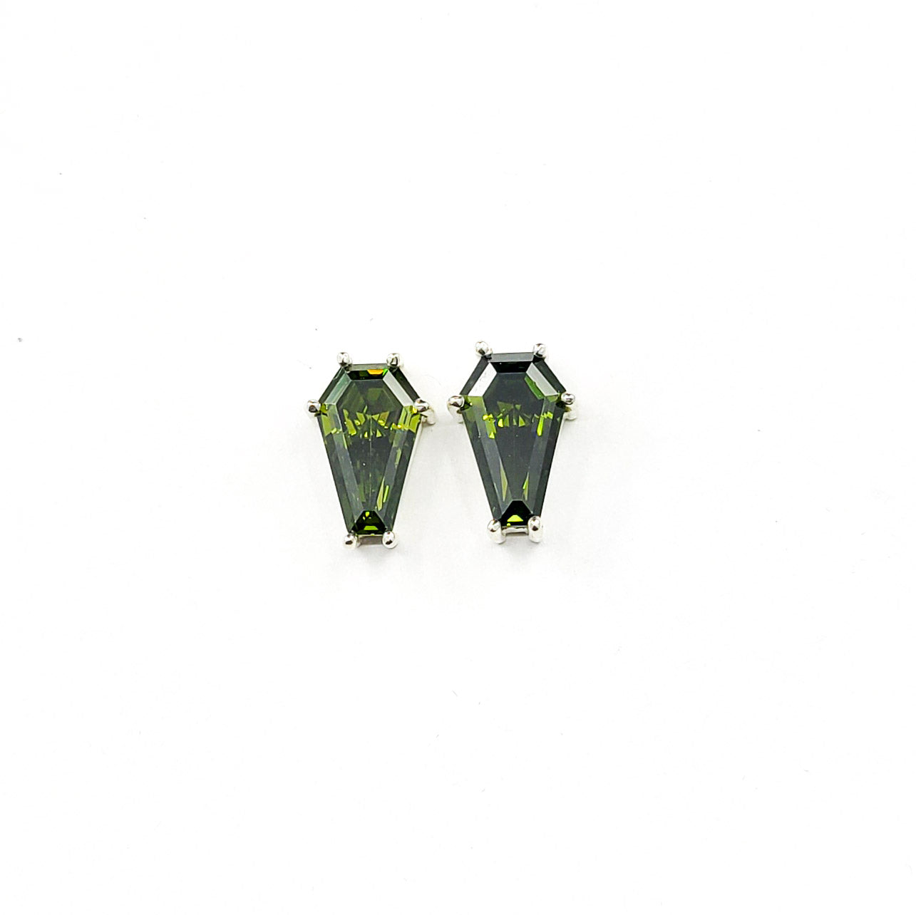 Collection of Big Slime Green Coffin Stud Earrings (8x13) in a gallery layout