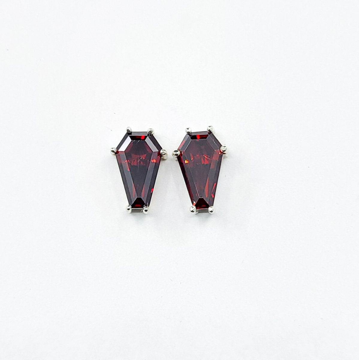 Collection of Big Blood Red Coffin Stud Earrings (8x13) in a gallery layout