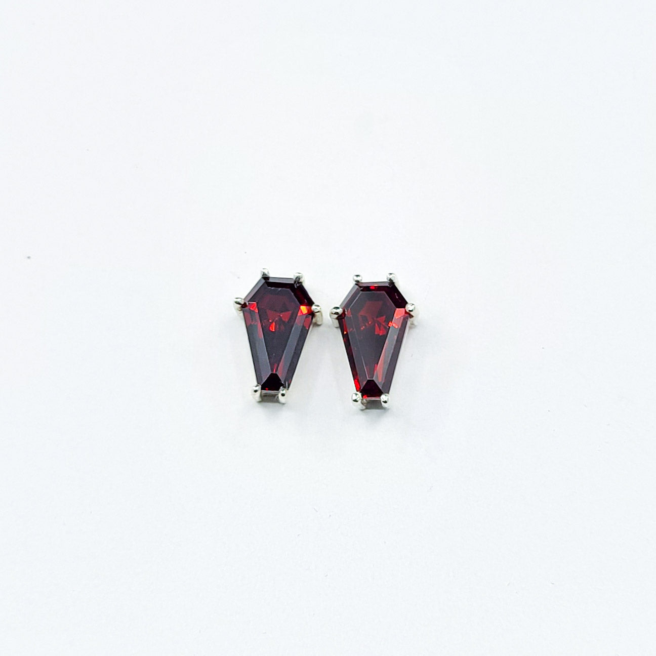 Collection of Big Blood Red Coffin Stud Earrings (8x13) in a gallery layout