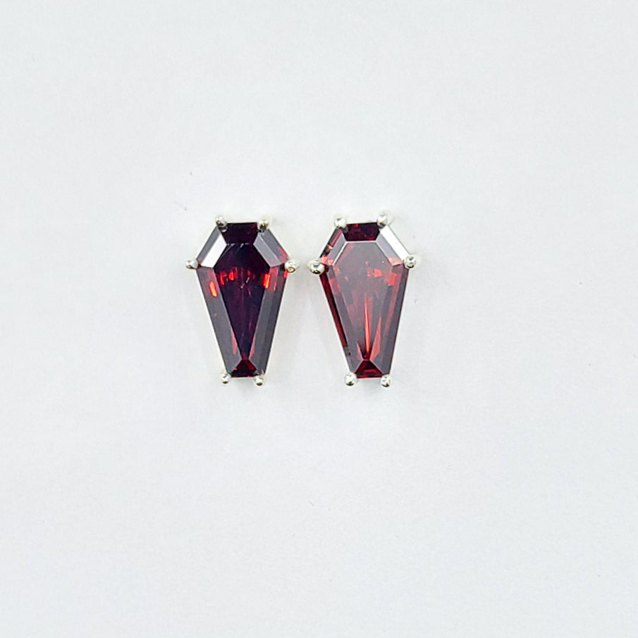 Collection of Big Blood Red Coffin Stud Earrings (8x13) in a gallery layout