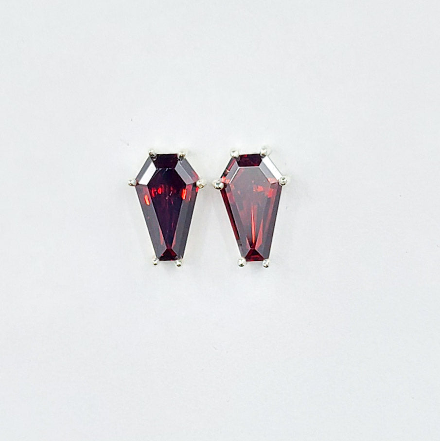 Big Blood Red Coffin Stud Earrings (8x13)