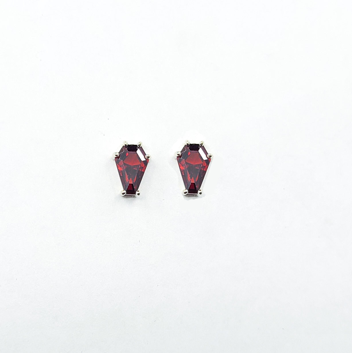 Blood Red Coffin Stud Earrings (6x9)