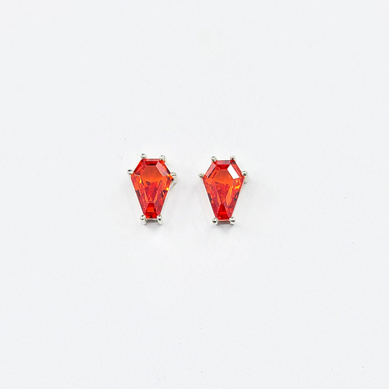 Collection of Pumpkin Orange Coffin Stud Earrings (6x9) in a gallery layout