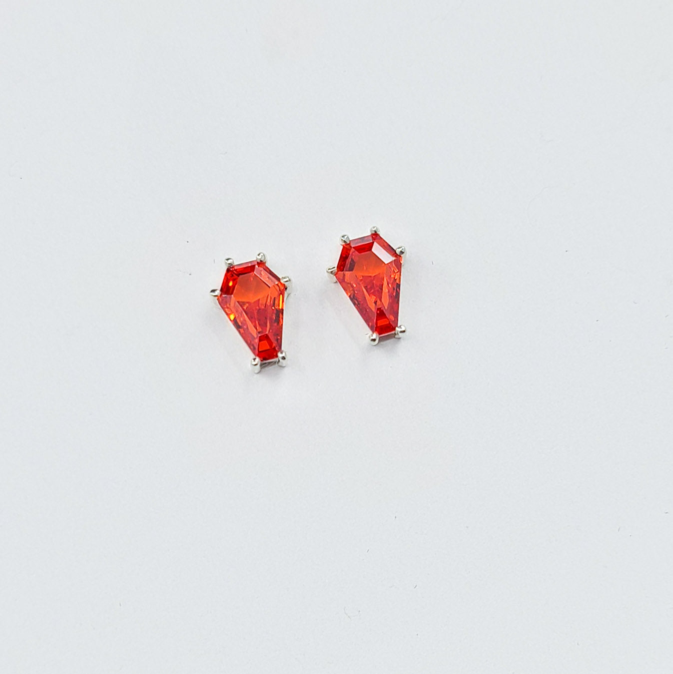 Pumpkin Orange Coffin Stud Earrings (6x9)
