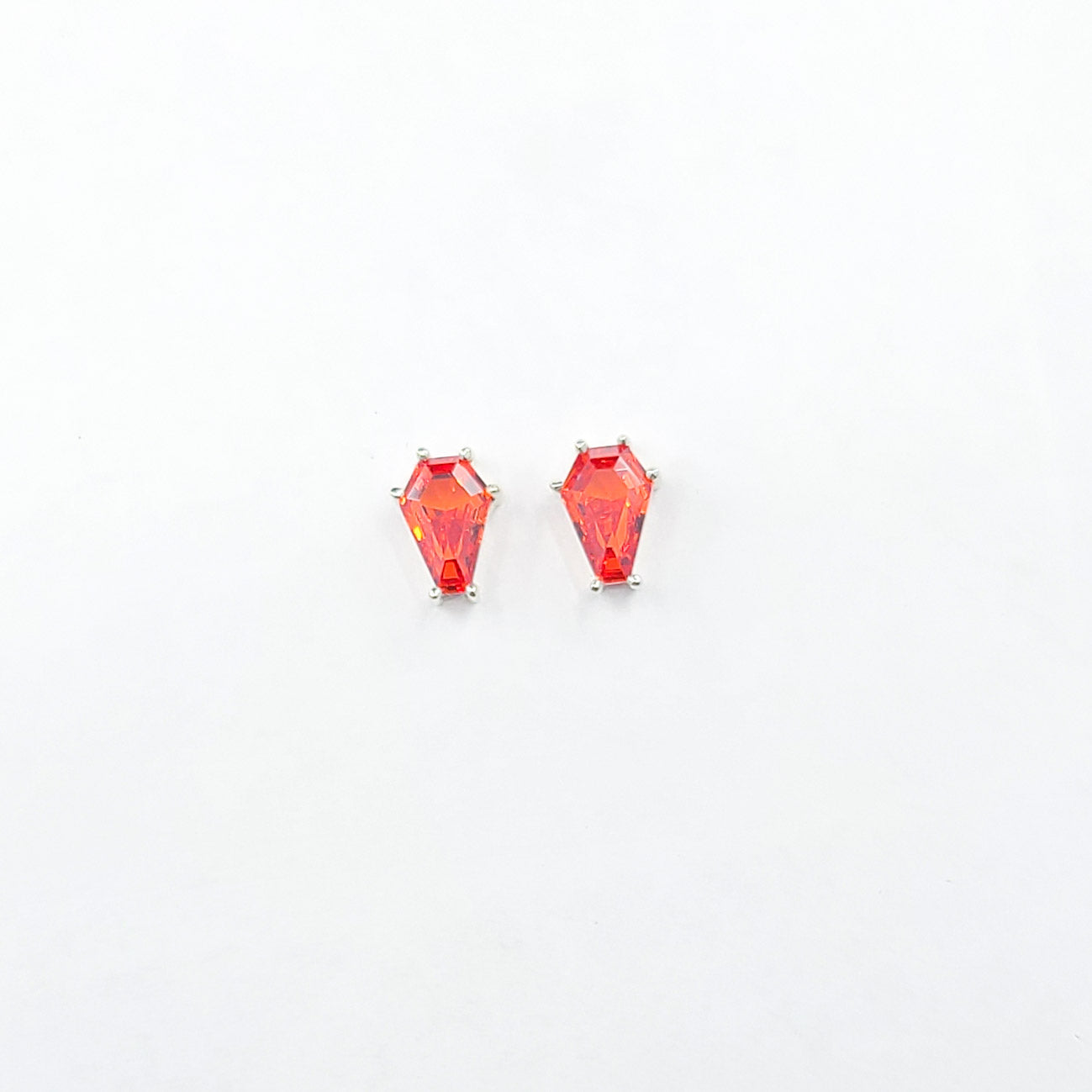 Collection of Pumpkin Orange Coffin Stud Earrings (6x9) in a gallery layout