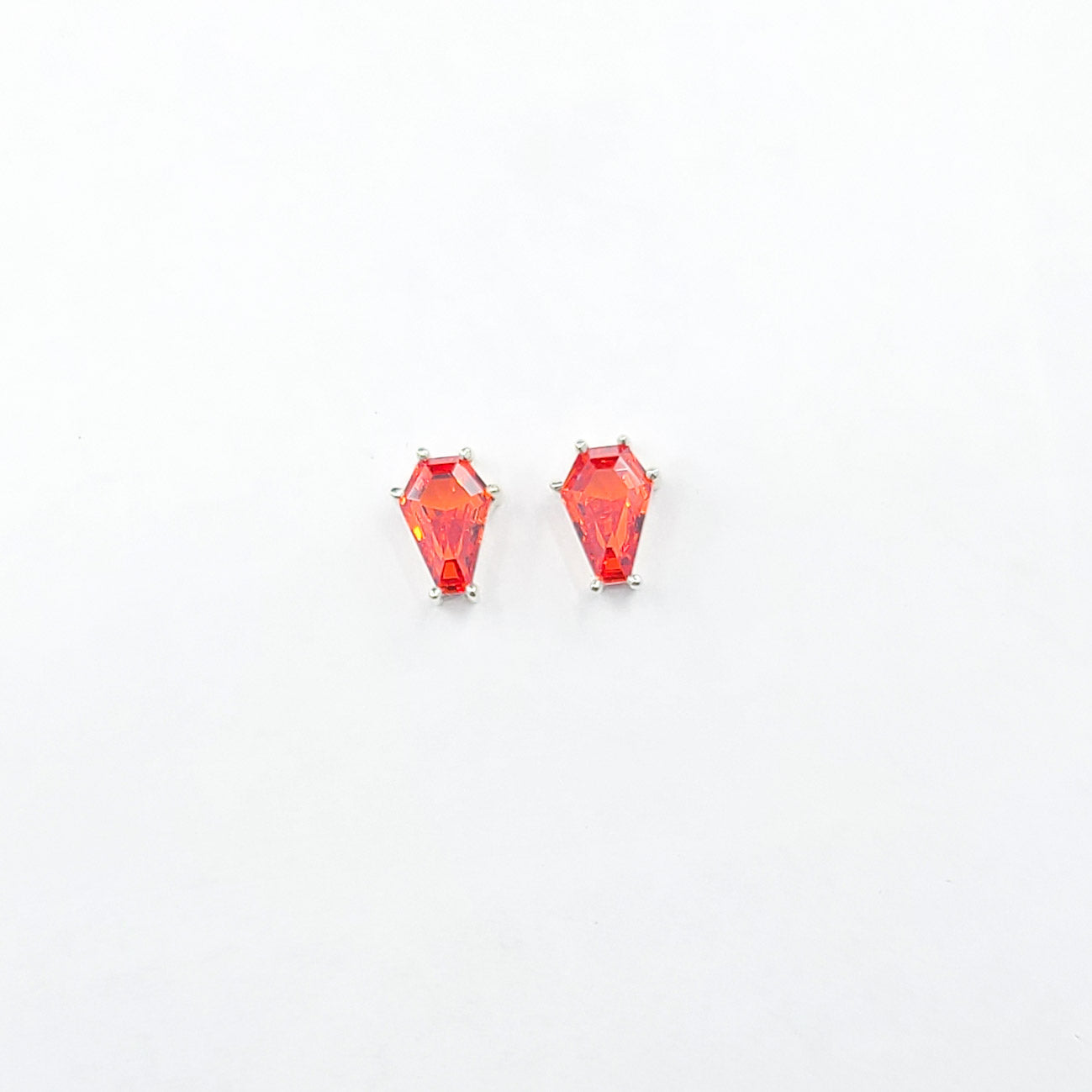 Pumpkin Orange Coffin Stud Earrings (6x9)