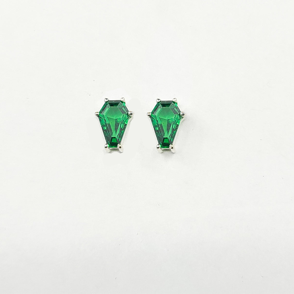 Absinthe Green Coffin Stud Earrings (6x9)