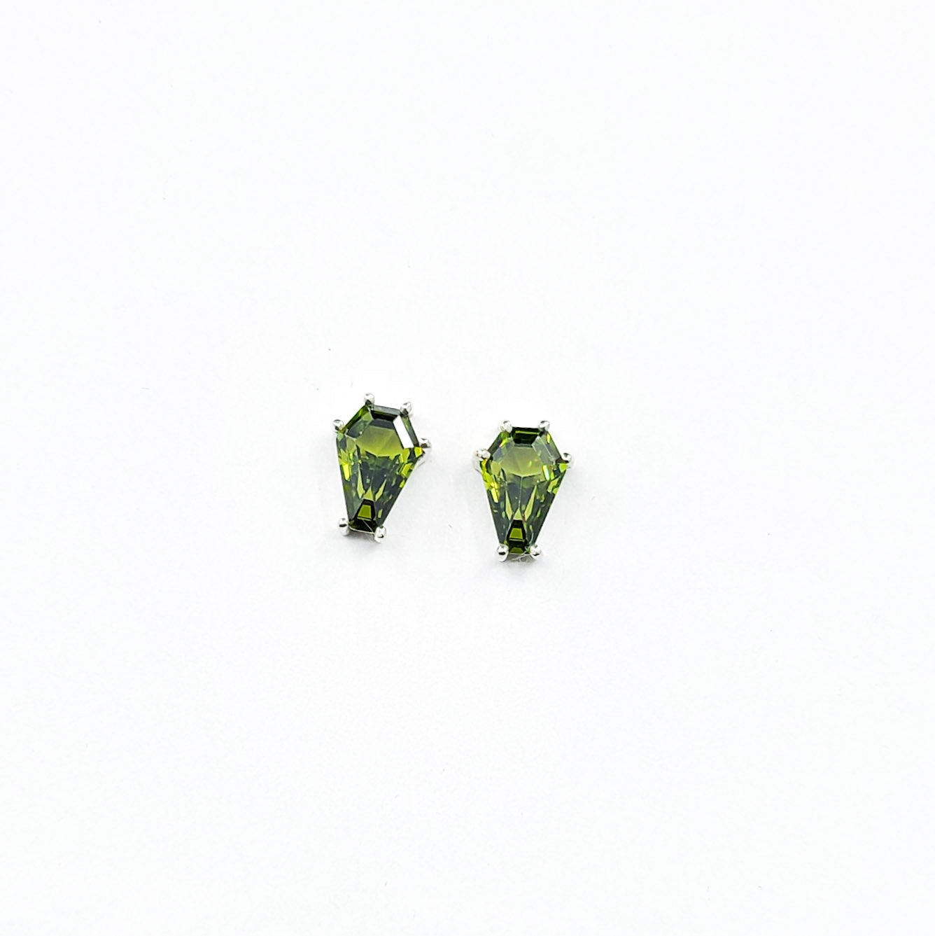 Collection of Slime Green Coffin Stud Earrings (6x9) in a gallery layout