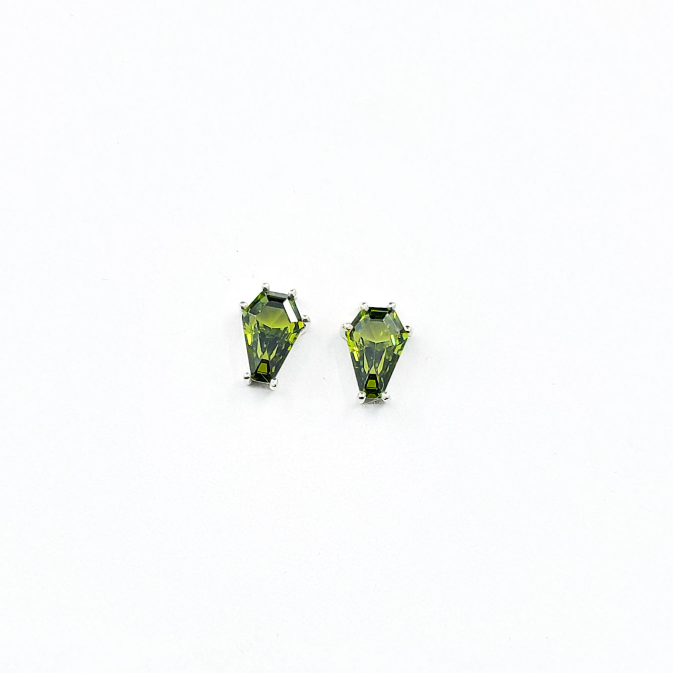 Slime Green Coffin Stud Earrings (6x9)