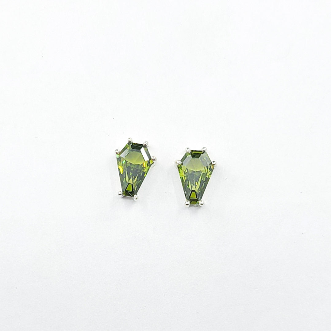 Collection of Slime Green Coffin Stud Earrings (6x9) in a gallery layout