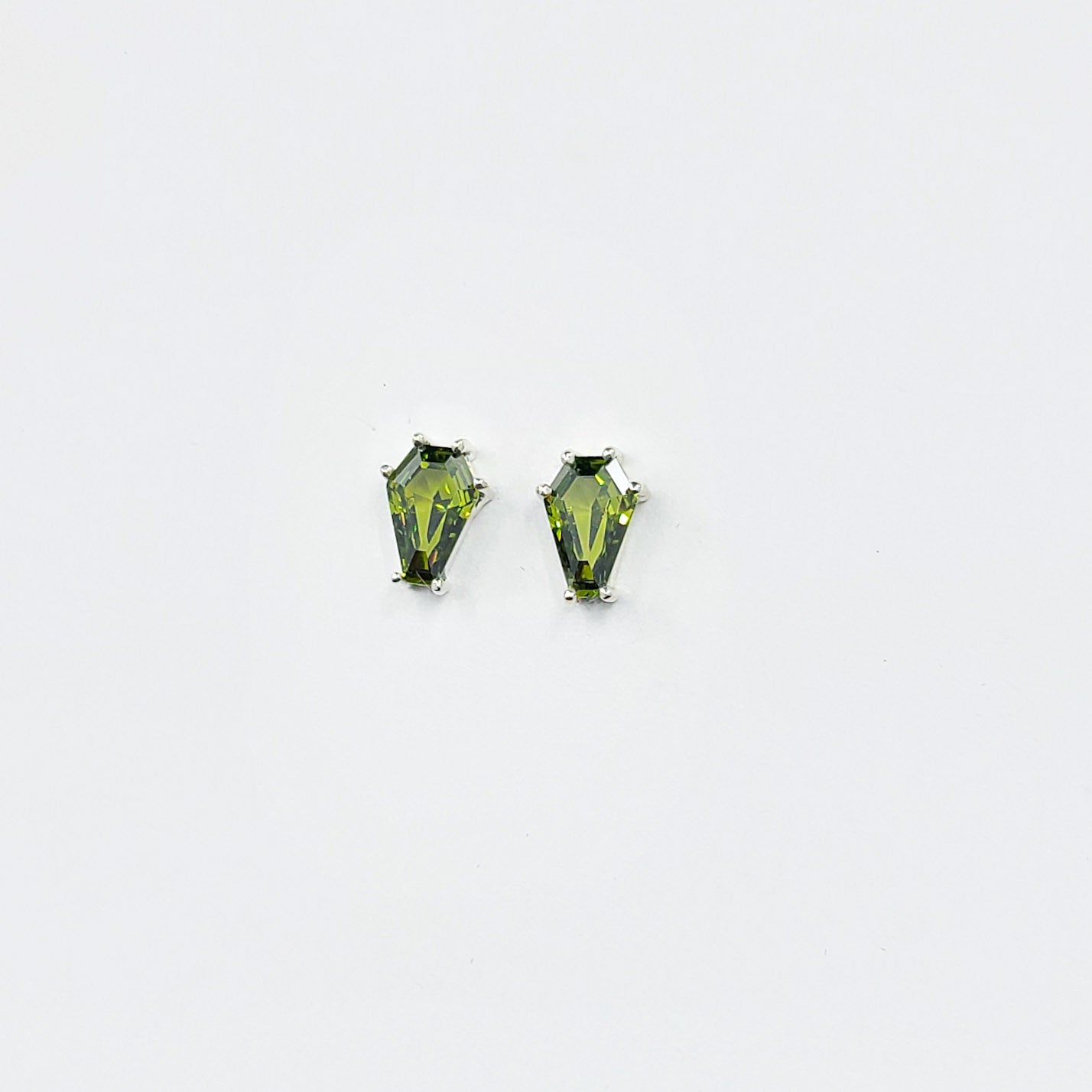 Collection of Slime Green Coffin Stud Earrings (6x9) in a gallery layout