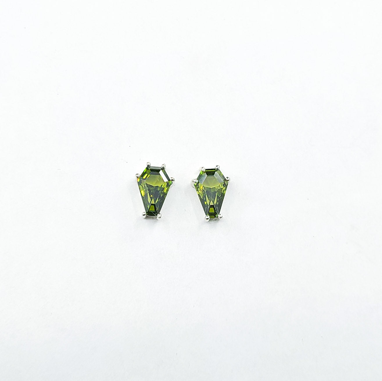 Collection of Slime Green Coffin Stud Earrings (6x9) in a gallery layout