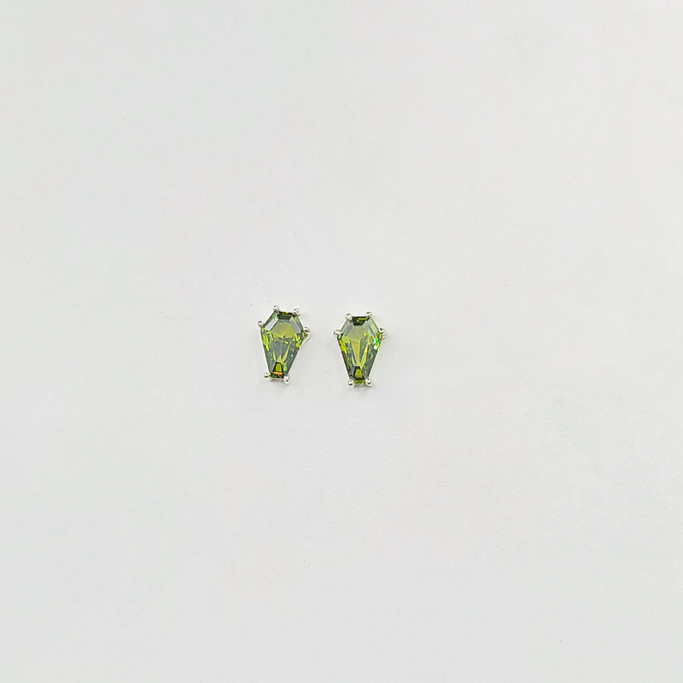 Collection of Slime Green Coffin Stud Earrings (6x9) in a gallery layout