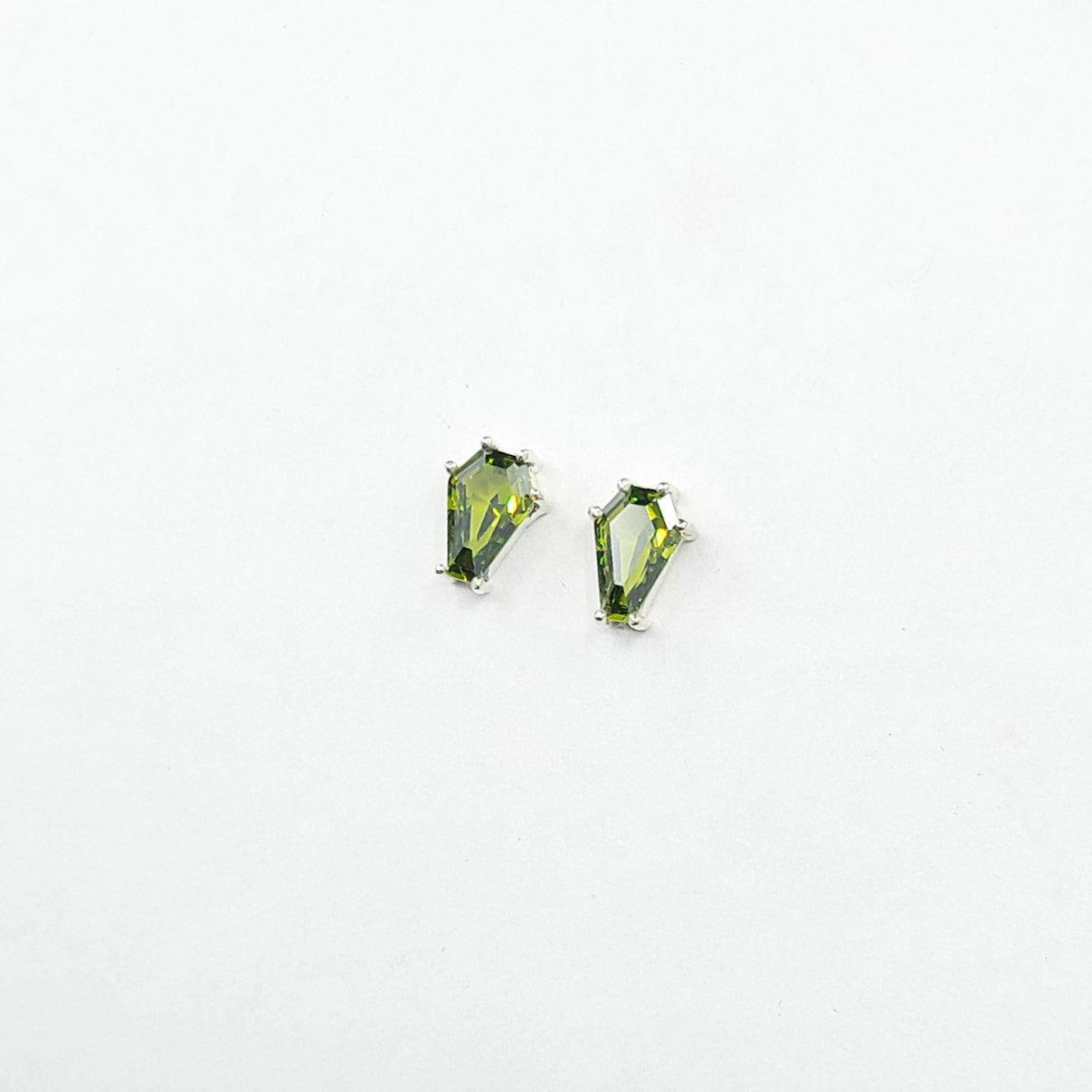 Collection of Slime Green Coffin Stud Earrings (6x9) in a gallery layout