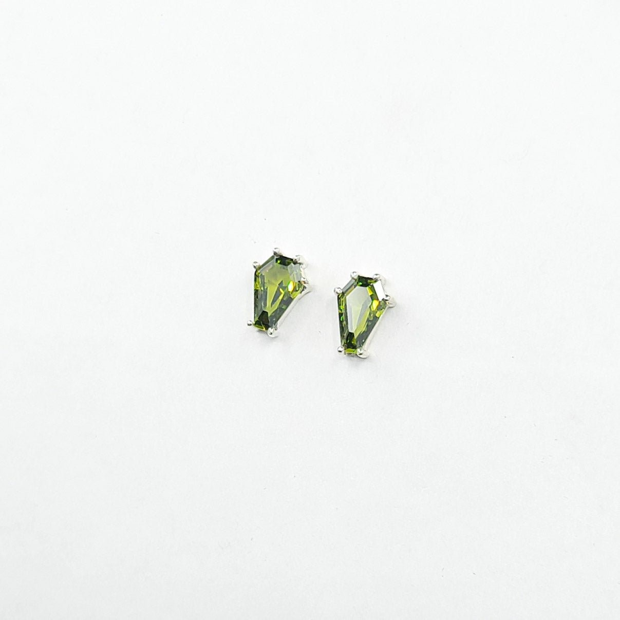 Slime Green Coffin Stud Earrings (6x9)